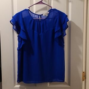 Blue Semi Sheer Top